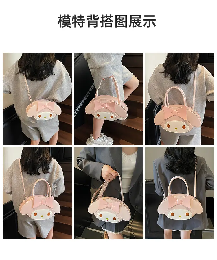 Cute Cartoon Bow Shoulder Bag Women Pink White — feature 9