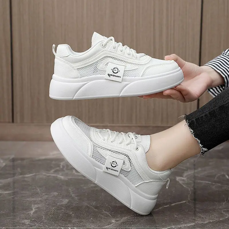 Women White Mesh Casual Sneakers with Soft Sole - Image 5