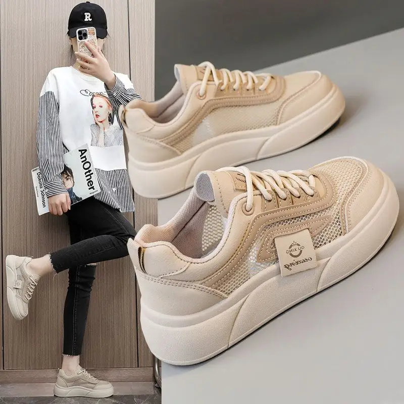 Women White Mesh Casual Sneakers with Soft Sole - Image 6