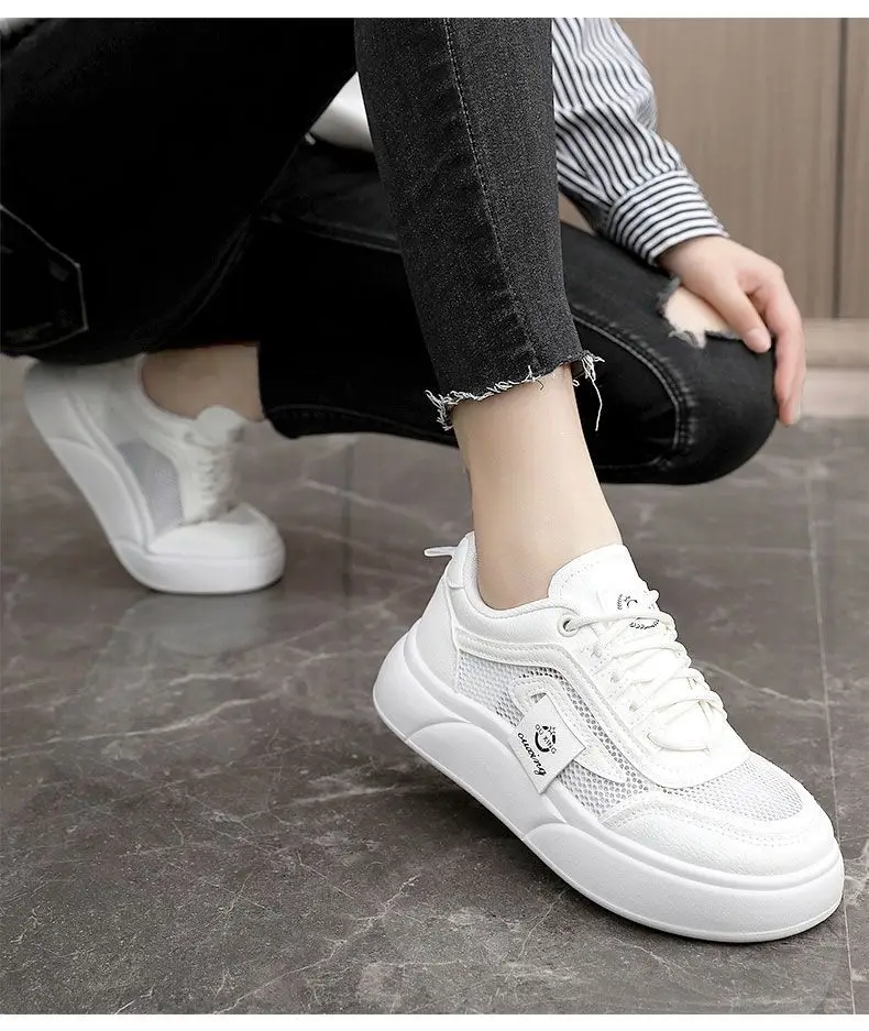 Women White Mesh Casual Sneakers with Soft Sole — feature 19