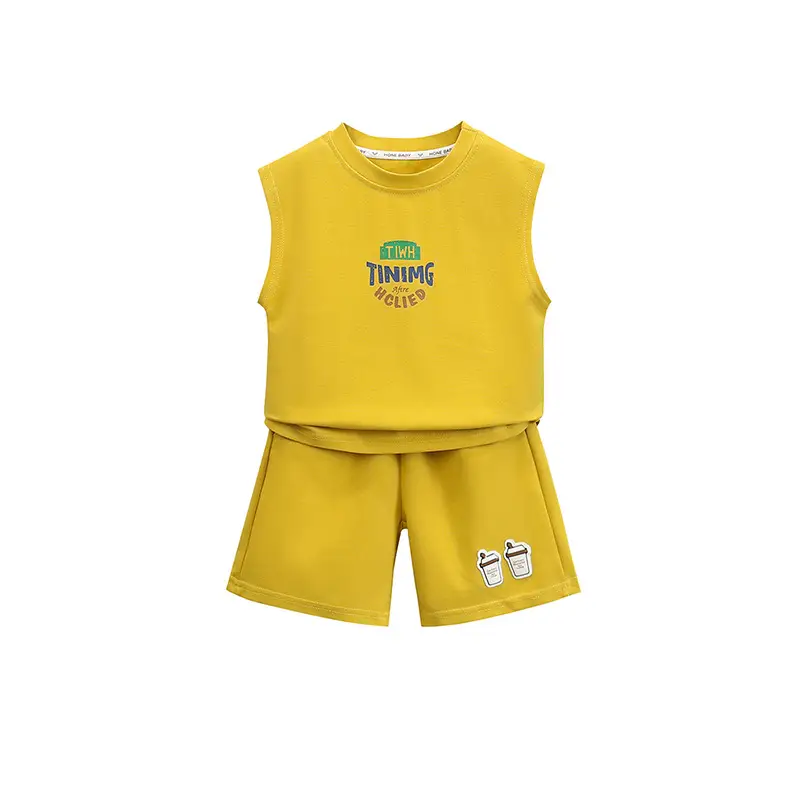 Boys Sleeveless Vest Suit 2025 Beige Shorts Set - Image 7