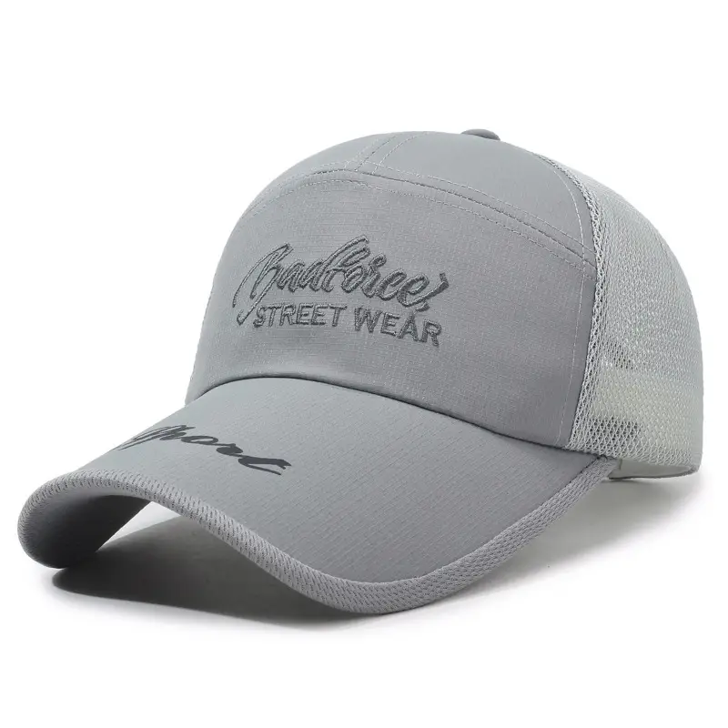 Spring Summer Mesh Sun Hat with Letter Embroidery - Image 2