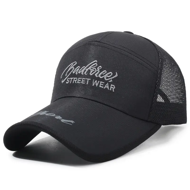 Spring Summer Mesh Sun Hat with Letter Embroidery - Image 3