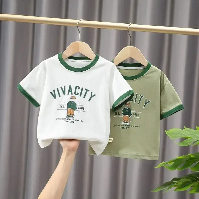 Qijq Boys T-Shirt White Green Short Sleeve 2024 - Image 7