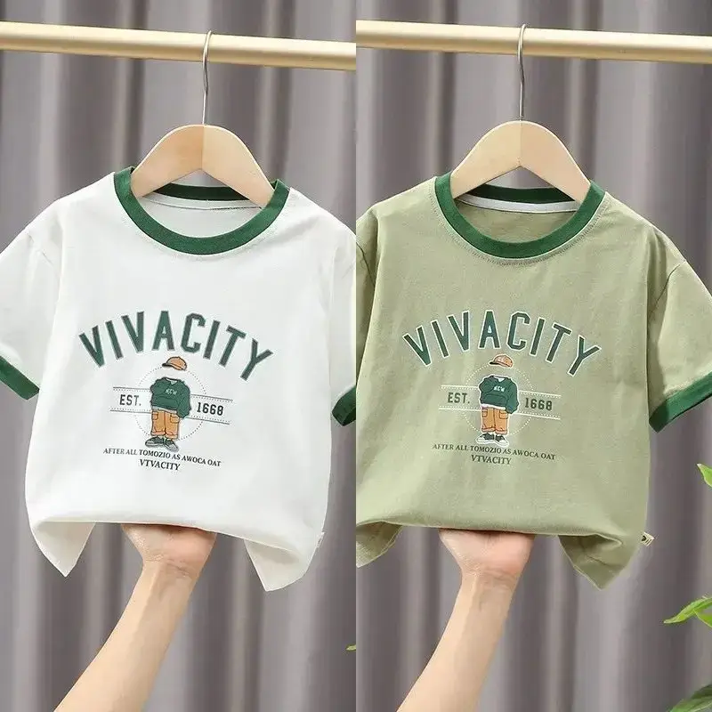 Qijq Boys T-Shirt White Green Short Sleeve 2024 — feature 3