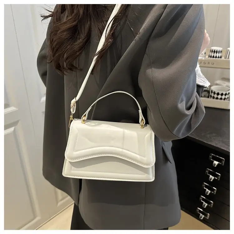 White Textured Square Shoulder Bag for Women — feature 15