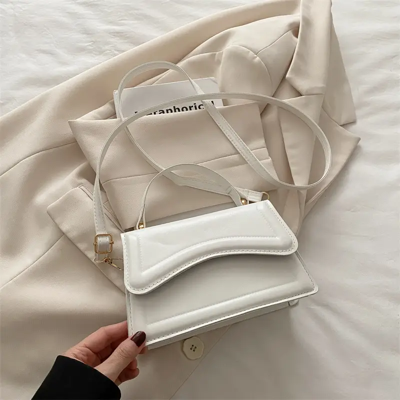 White Textured Square Shoulder Bag for Women - Image 2