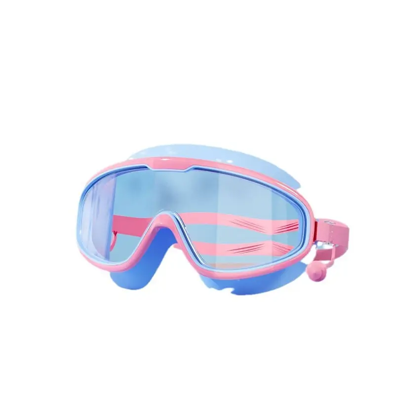 Children's Swimming Goggles Anti-fog HD Swimming Goggles HD Eye-free Adult Swimming Goggles Silicone Nose Clip Ear Plug Large Frame Swimming Goggles