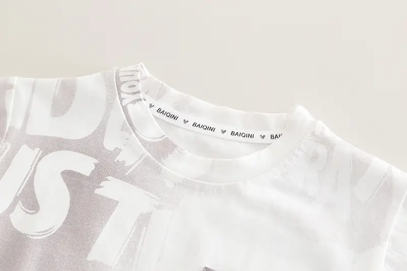 Kids Printed Letter T-Shirt Set White Grey Summer Wear — feature 6