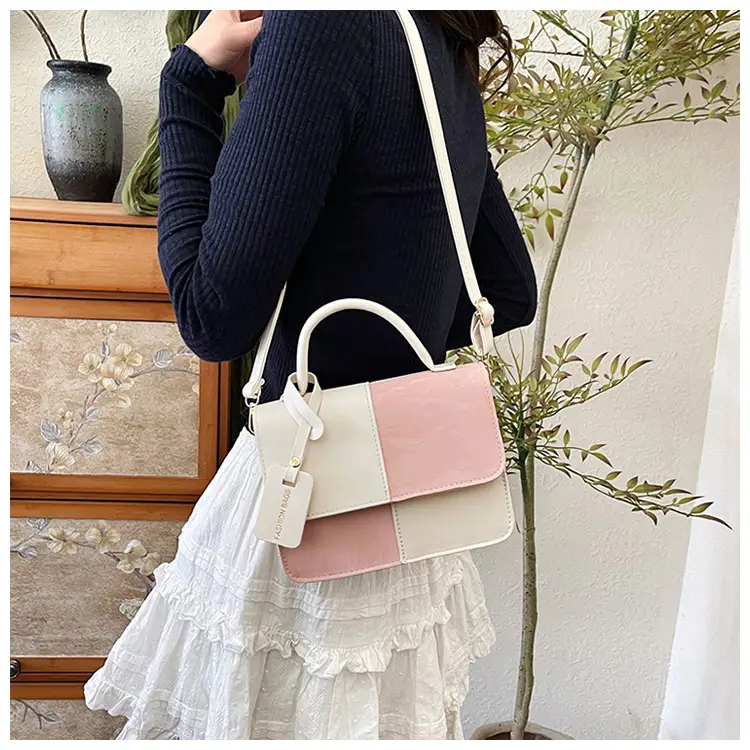 Women's Pink White Square Shoulder Crossbody Bag — feature 23