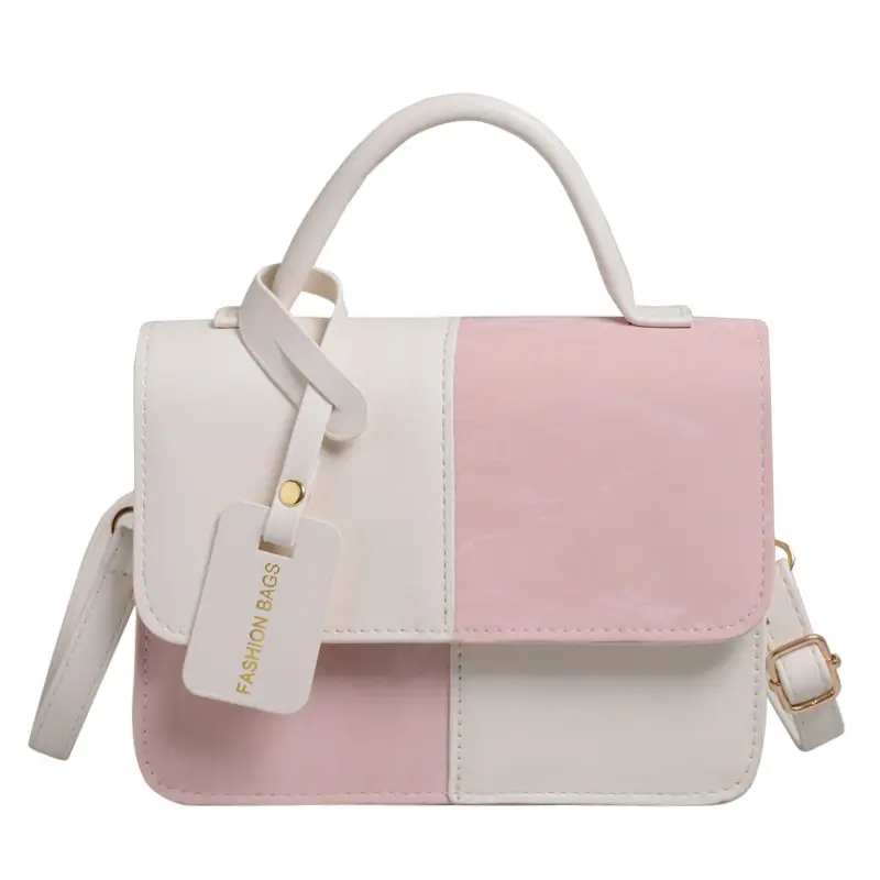 Women's Pink White Square Shoulder Crossbody Bag - Image 3