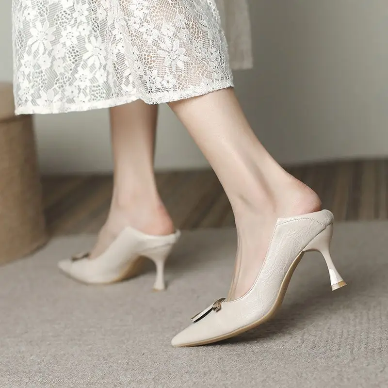French-Style High Heels for Women 2026 Spring and Autumn New Pointed Toe Shallow Mouth Stiletto Heels Elegant Commuting Comfortable Mid-Heel Single Shoes for Women - Image 3