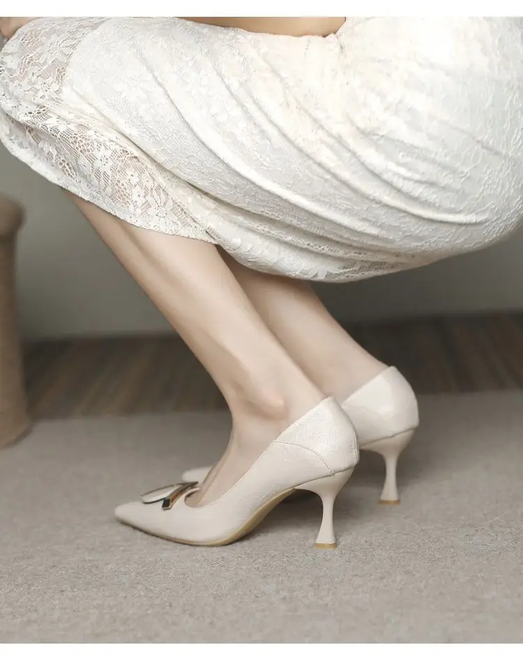 French-Style High Heels for Women 2026 Spring and Autumn New Pointed Toe Shallow Mouth Stiletto Heels Elegant Commuting Comfortable Mid-Heel Single Shoes for Women — feature 10