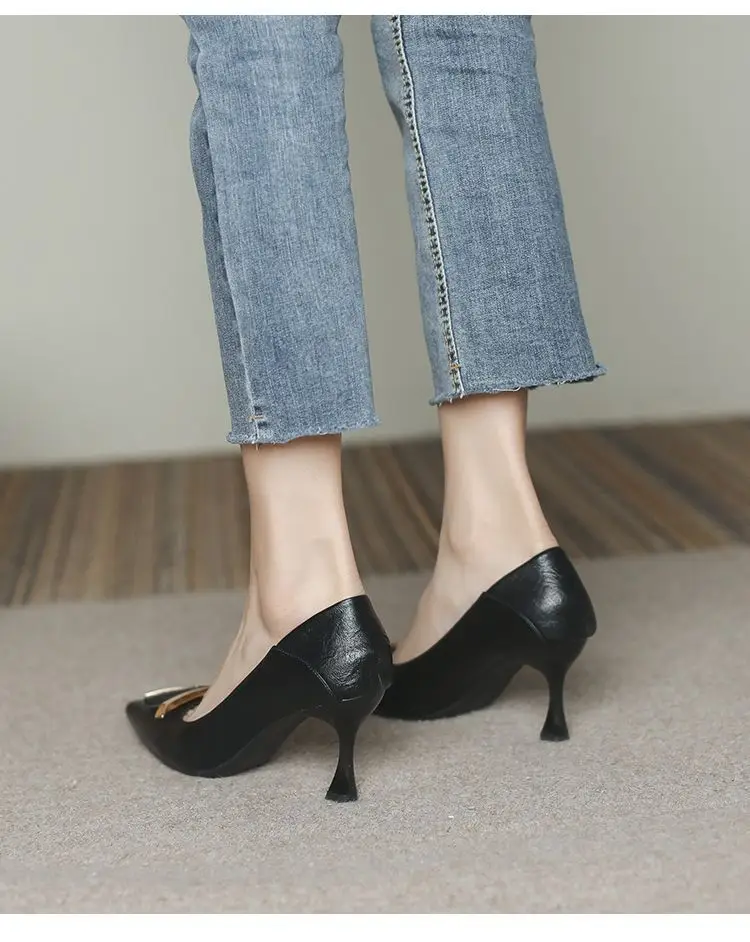 French-Style High Heels for Women 2026 Spring and Autumn New Pointed Toe Shallow Mouth Stiletto Heels Elegant Commuting Comfortable Mid-Heel Single Shoes for Women — feature 15