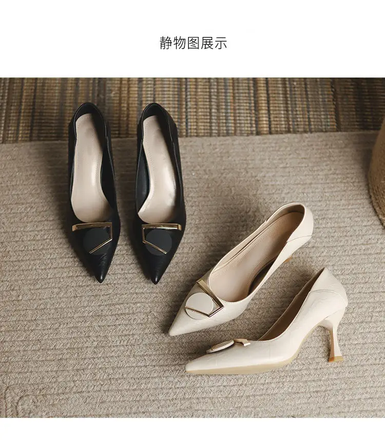 French-Style High Heels for Women 2026 Spring and Autumn New Pointed Toe Shallow Mouth Stiletto Heels Elegant Commuting Comfortable Mid-Heel Single Shoes for Women — feature 16