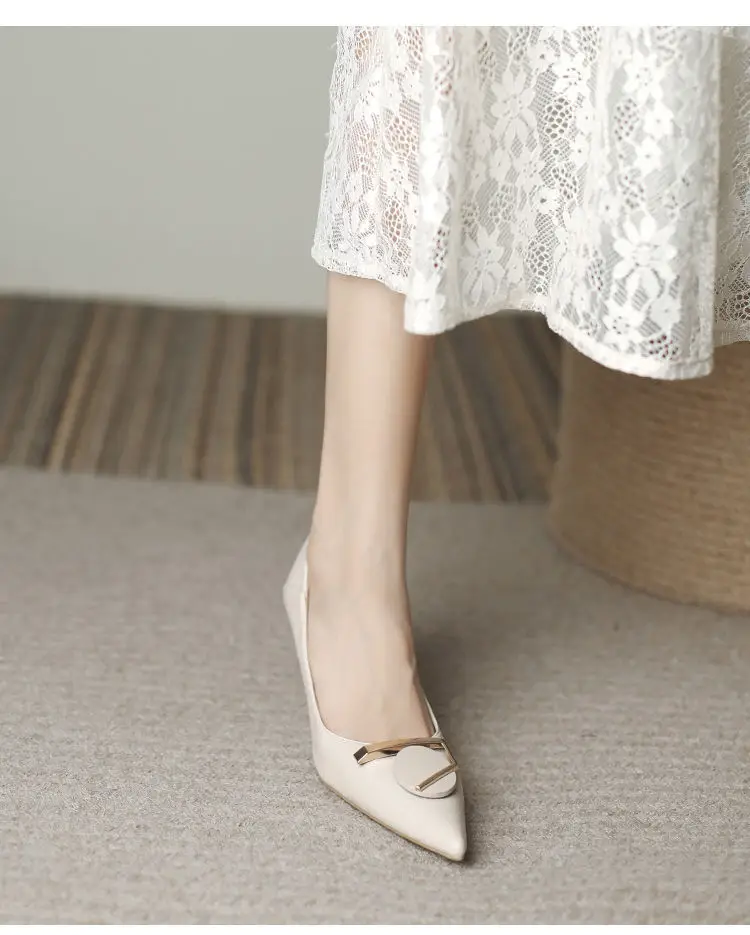 French-Style High Heels for Women 2026 Spring and Autumn New Pointed Toe Shallow Mouth Stiletto Heels Elegant Commuting Comfortable Mid-Heel Single Shoes for Women — feature 8