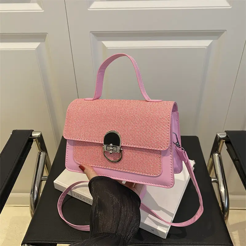Pink Women's Lock Shoulder Crossbody Bag 2025 - Image 6
