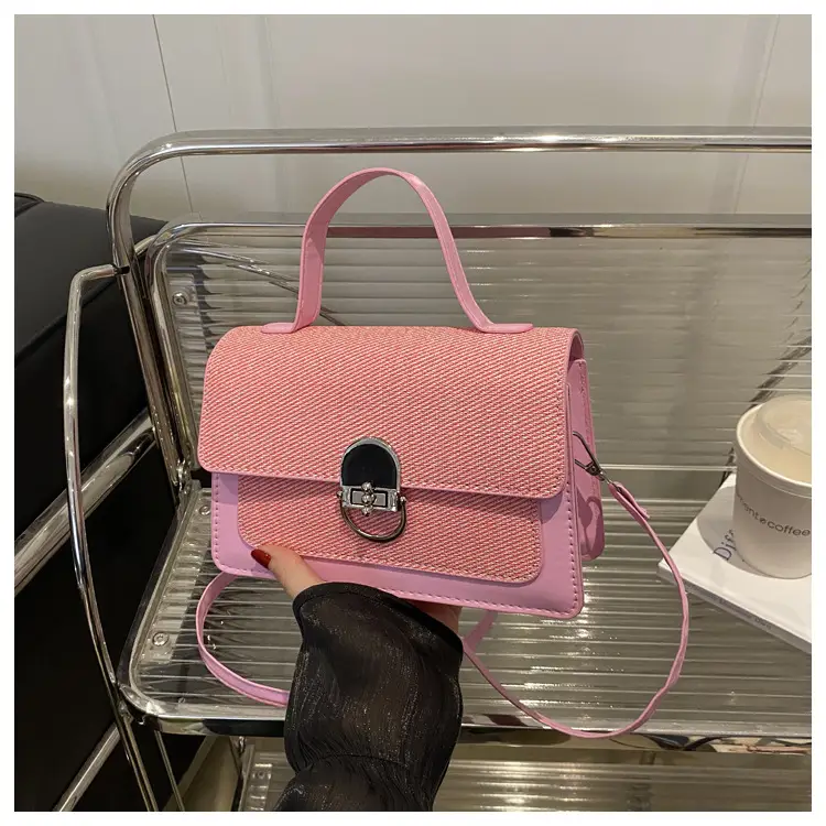 Pink Women's Lock Shoulder Crossbody Bag 2025 - Image 5