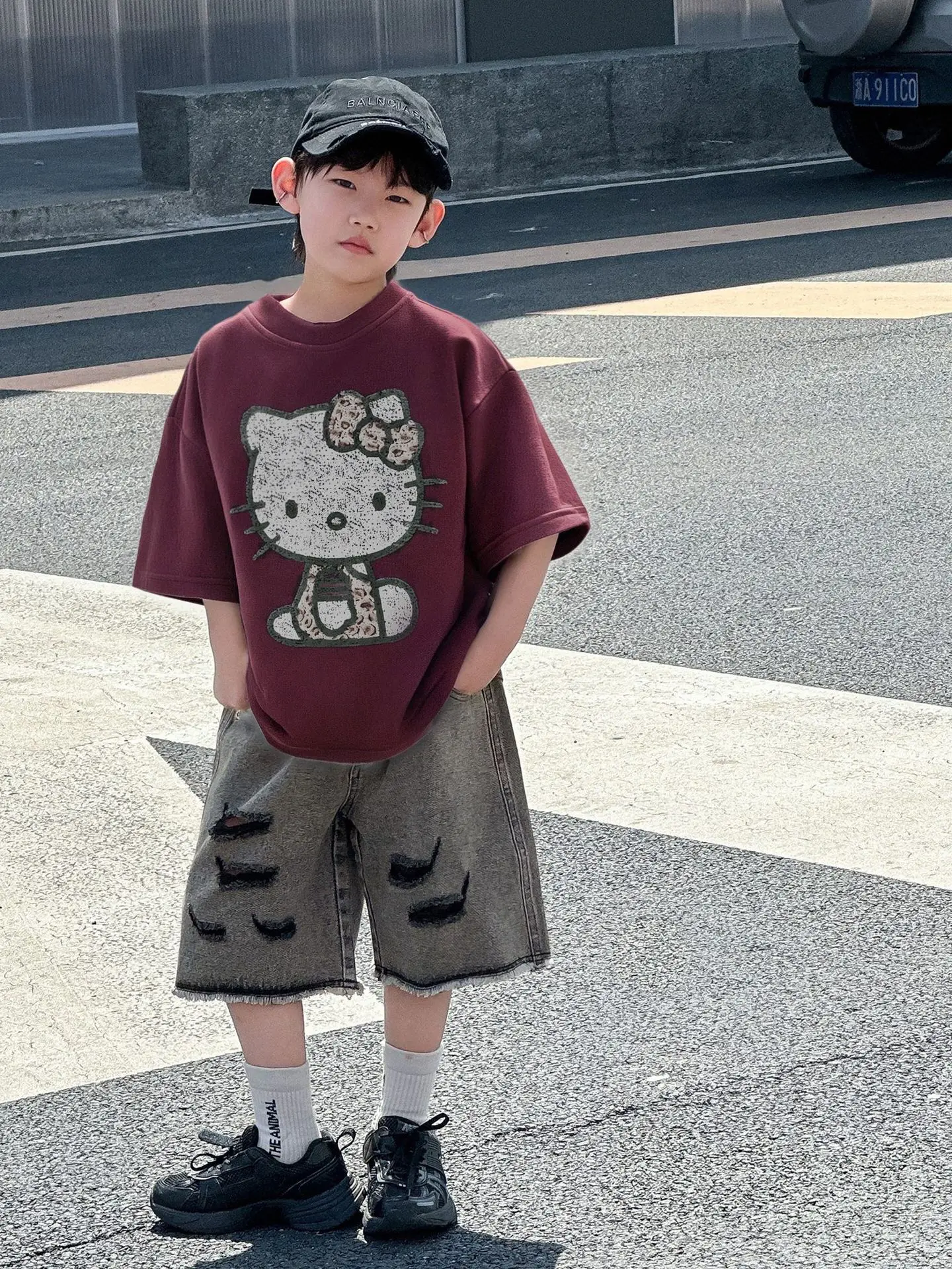 Hello Kitty Boys T-Shirt Maroon 2025 Cotton Loose Fit — feature 11