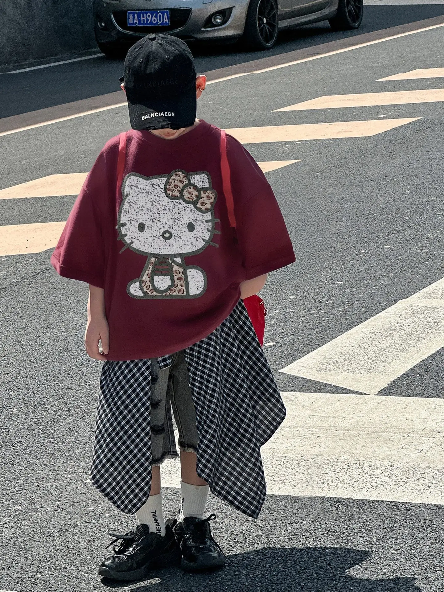 Hello Kitty Boys T-Shirt Maroon 2025 Cotton Loose Fit — feature 4