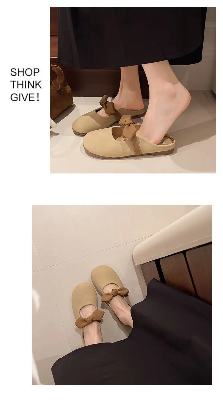 Women's Brown Bow Slip-on Sandals Spring Summer — feature 12