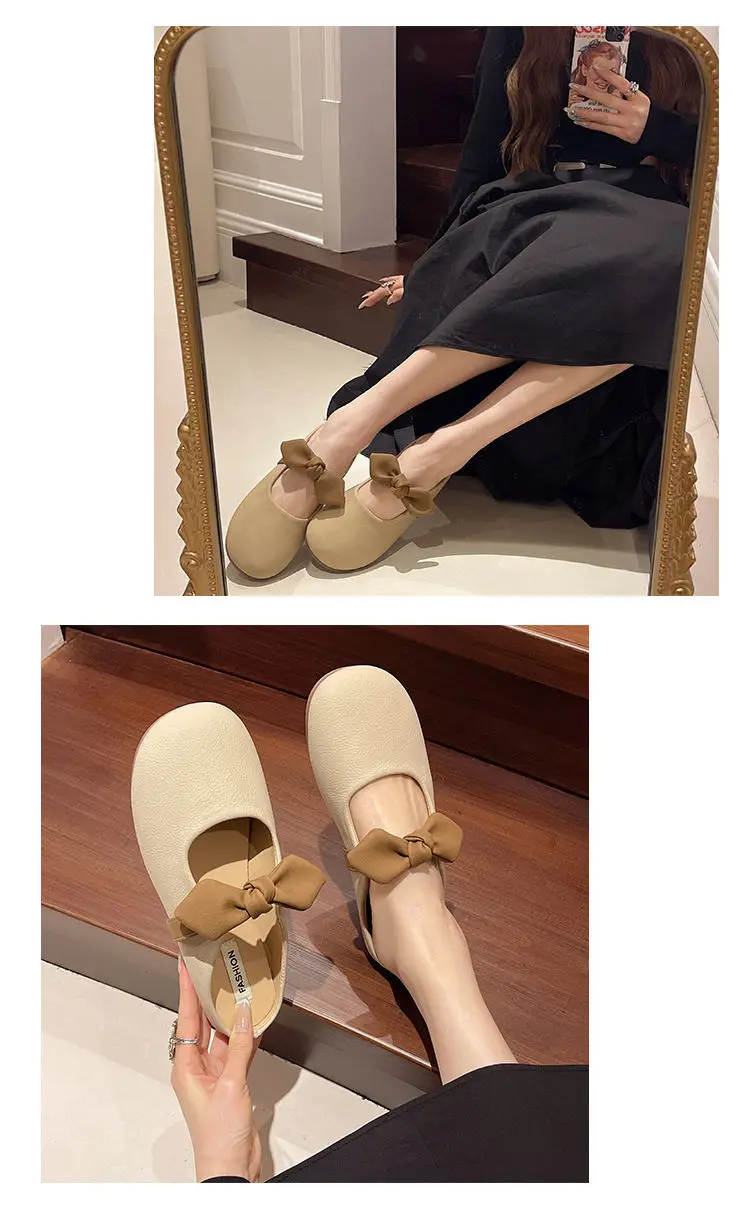 Women's Brown Bow Slip-on Sandals Spring Summer — feature 13