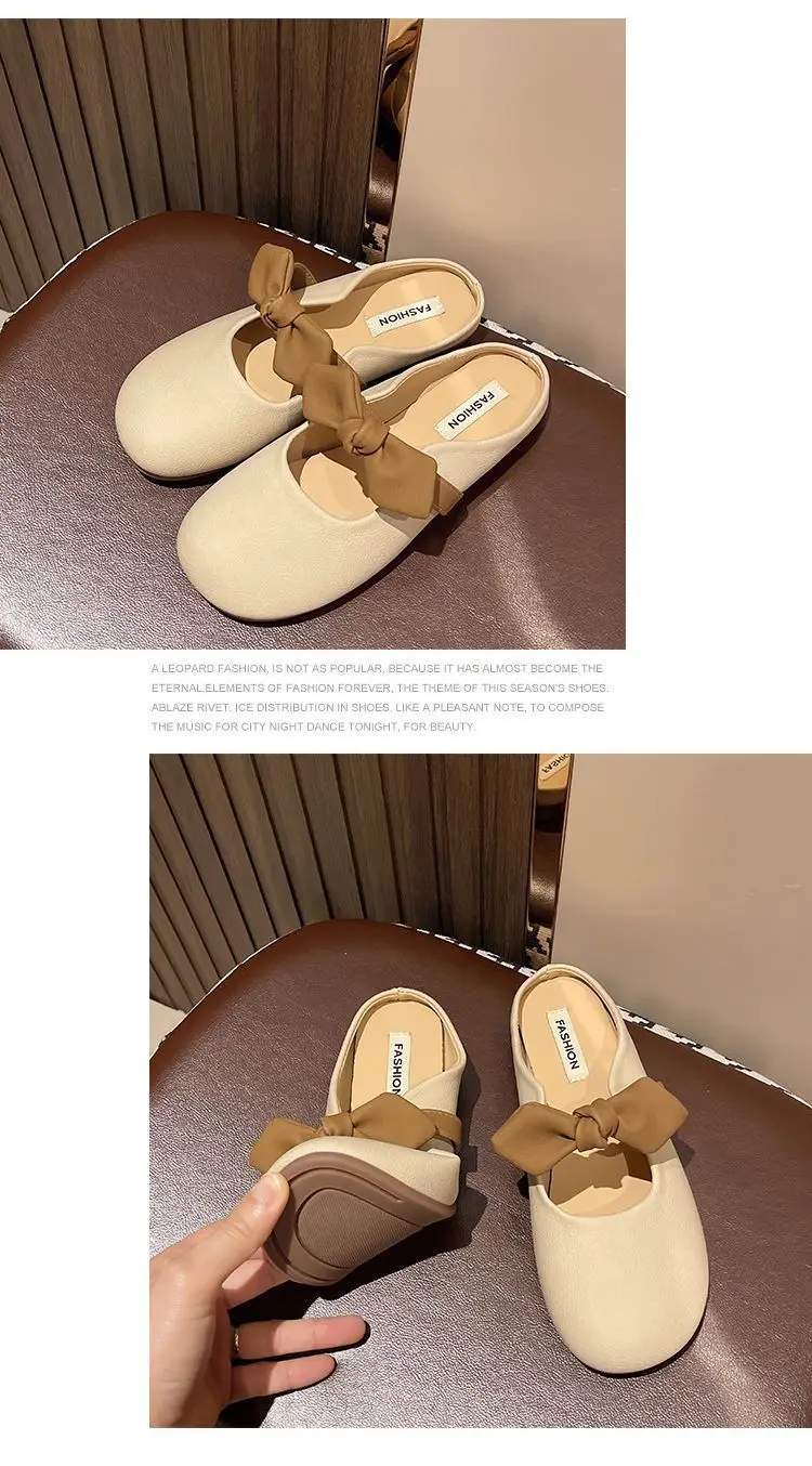 Women's Brown Bow Slip-on Sandals Spring Summer — feature 19