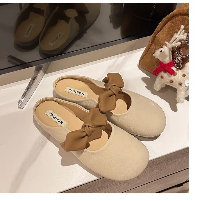 Women's Brown Bow Slip-on Sandals Spring Summer — feature 20