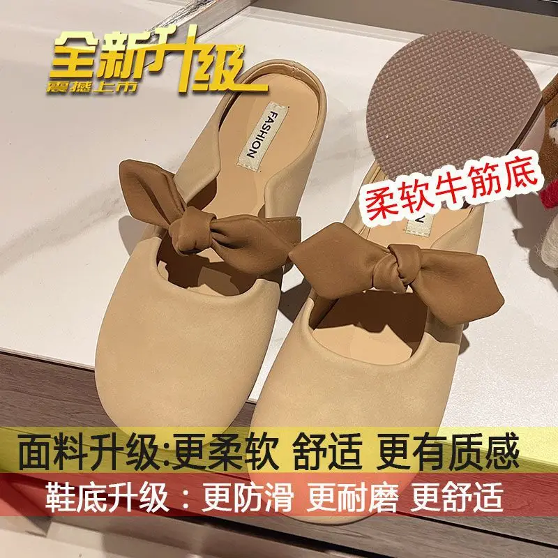 Women's Brown Bow Slip-on Sandals Spring Summer - Image 2