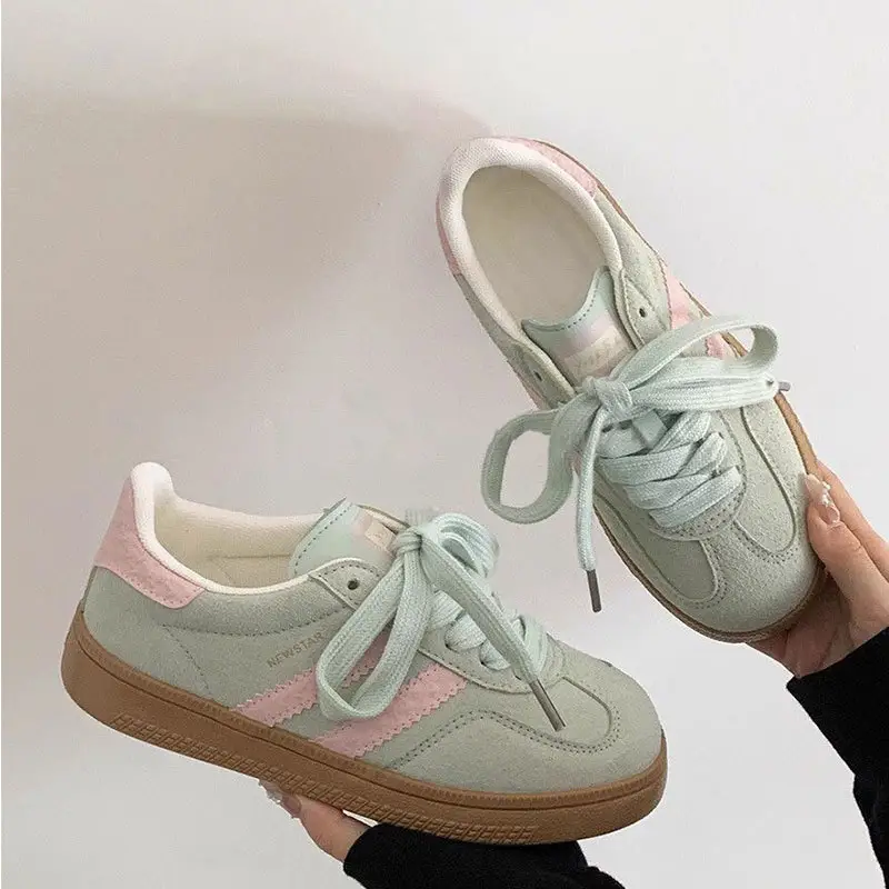 Retro German Training Shoes Women White Lace-Up 2025