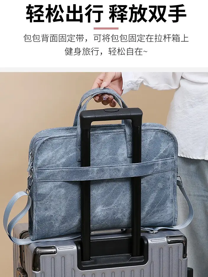 14inch Computer Shoulder Bag Blue Satchel Large Capacity - Image 8