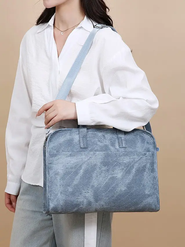 14inch Computer Shoulder Bag Blue Satchel Large Capacity - Image 10
