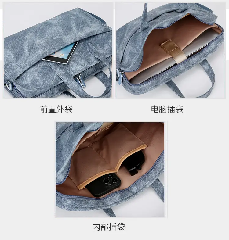 14inch Computer Shoulder Bag Blue Satchel Large Capacity — feature 11