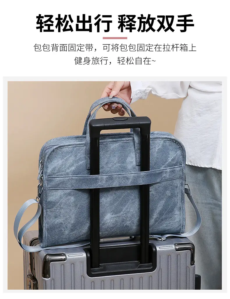 14inch Computer Shoulder Bag Blue Satchel Large Capacity — feature 7