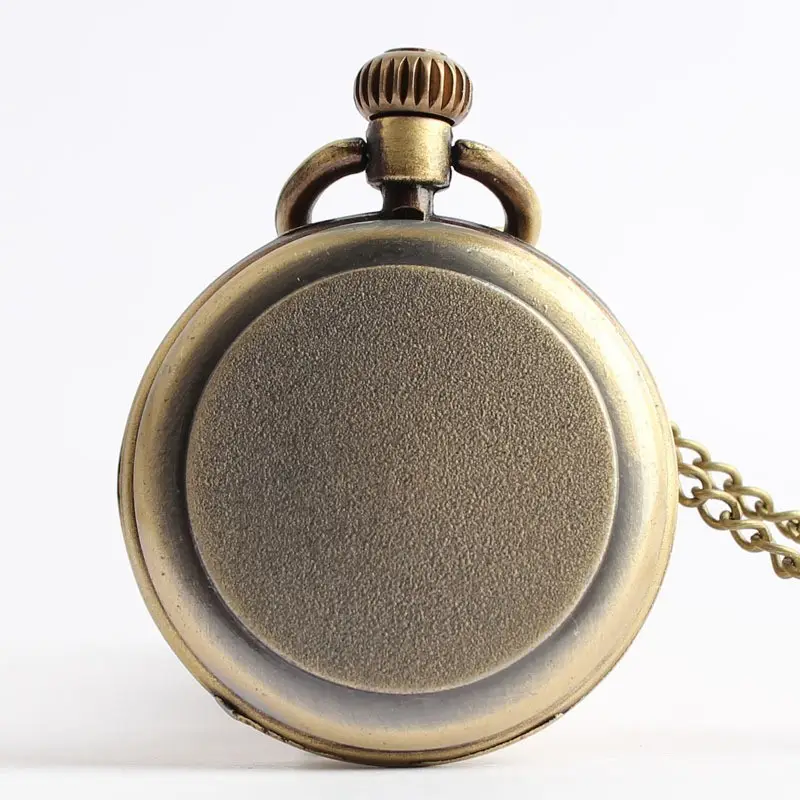 Retro Bronze Pocket Watch with Compass & Chain - Image 2