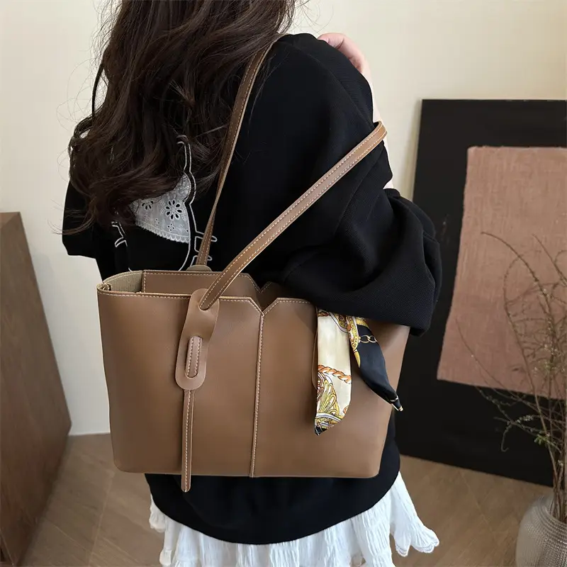 Women Korean Style Large Tote Bag Black 2025