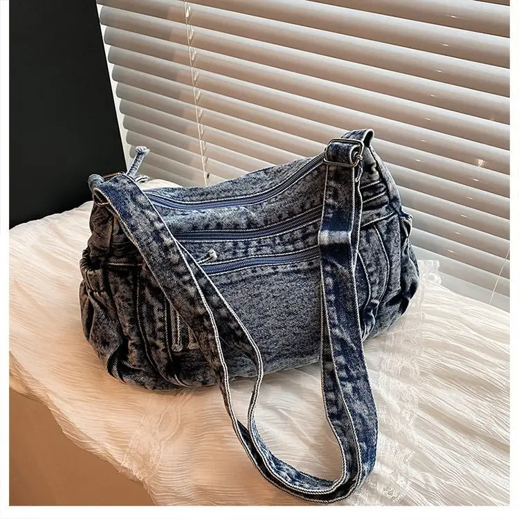 Vintage Denim Shoulder Bag for Women Large Capacity Commuting — feature 20