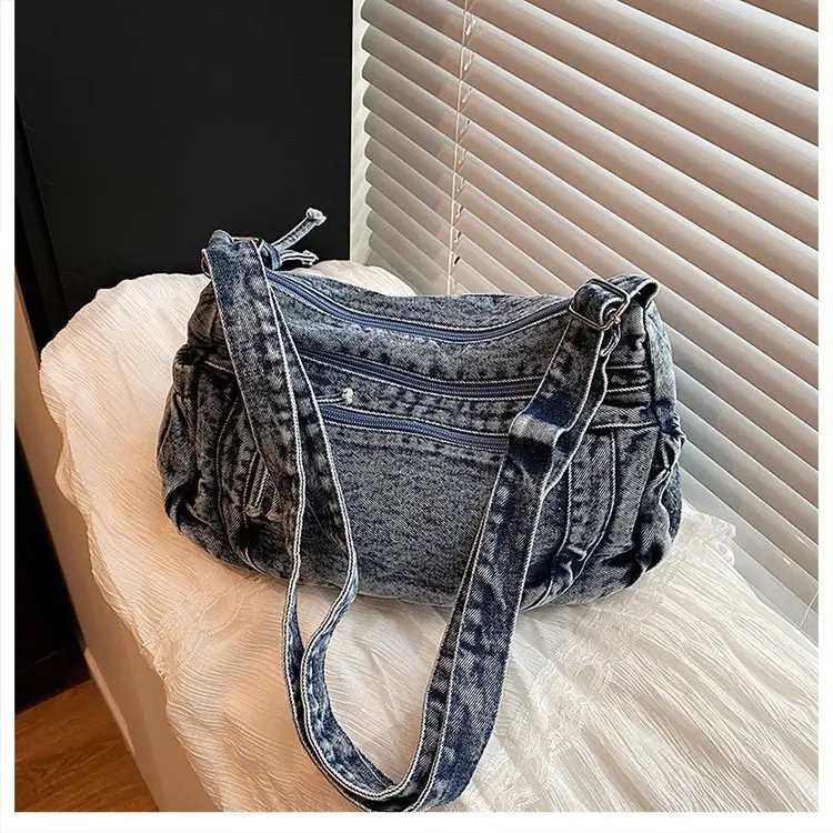 Vintage Denim Shoulder Bag for Women Large Capacity Commuting — feature 21