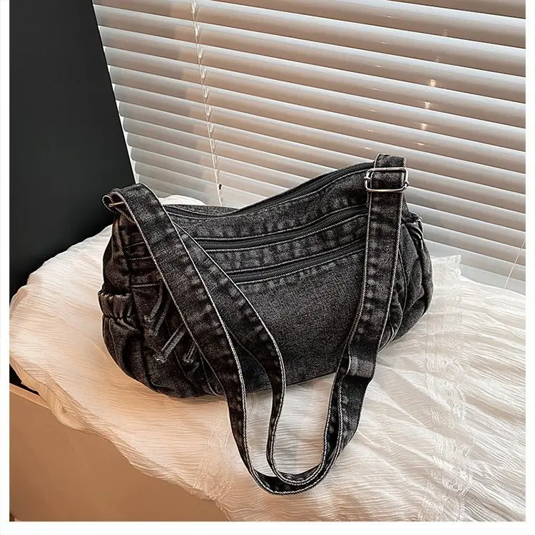 Vintage Denim Shoulder Bag for Women Large Capacity Commuting — feature 41