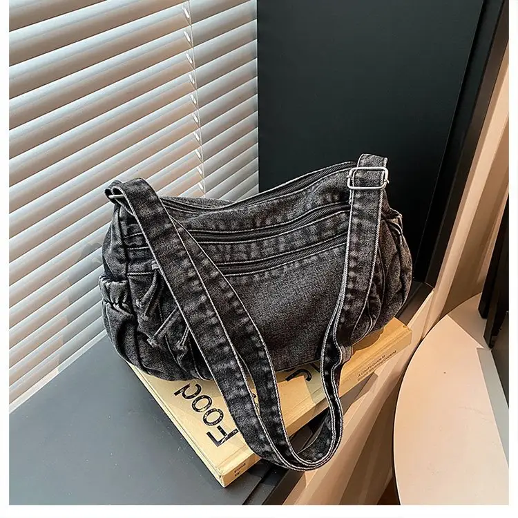 Vintage Denim Shoulder Bag for Women Large Capacity Commuting — feature 43