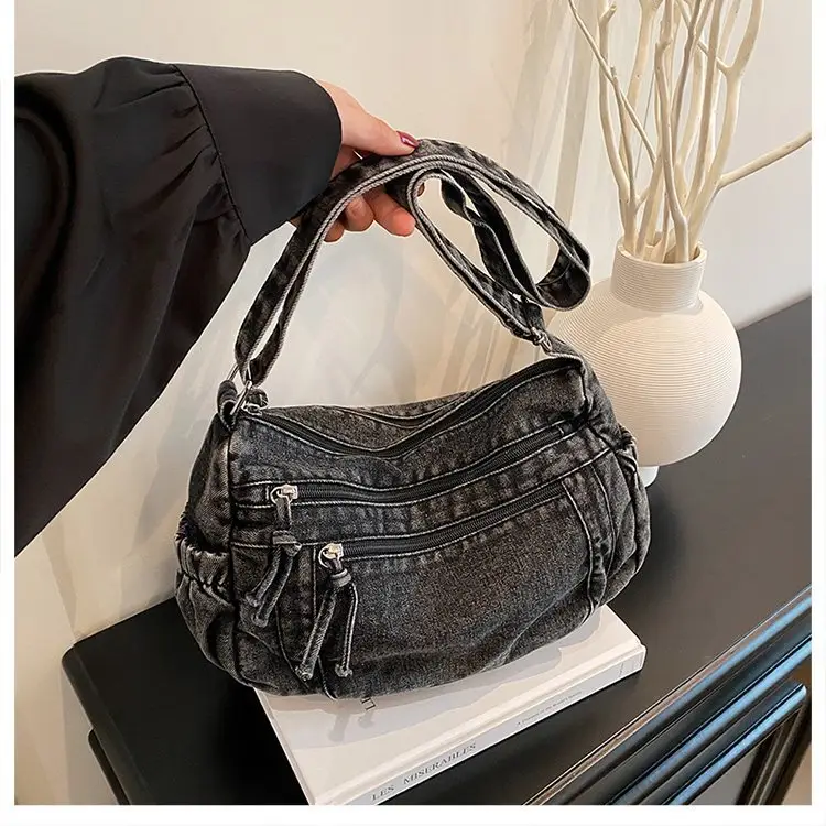 Vintage Denim Shoulder Bag for Women Large Capacity Commuting — feature 49