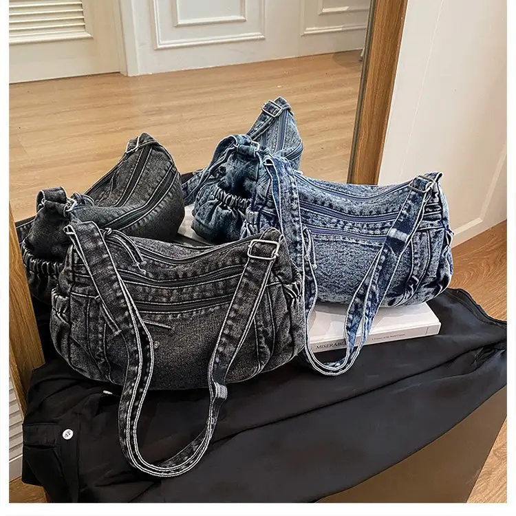 Vintage Denim Shoulder Bag for Women Large Capacity Commuting — feature 54