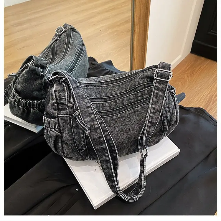 Vintage Denim Shoulder Bag for Women Large Capacity Commuting — feature 56