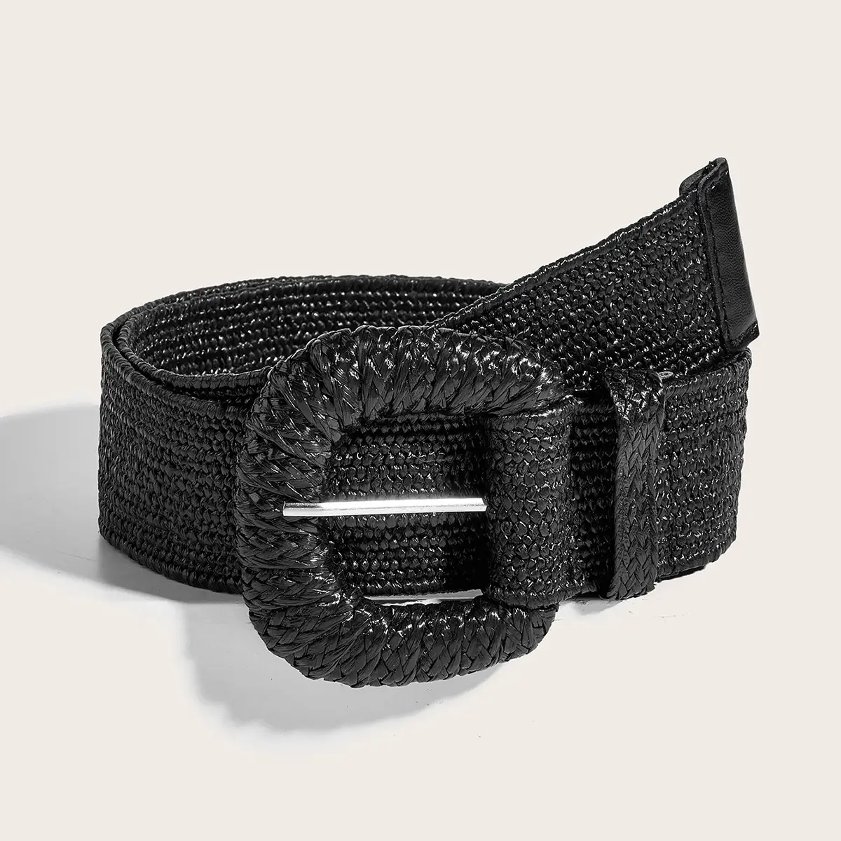 Women's Cotton Linen Belt with Round Square Buckle - Image 3