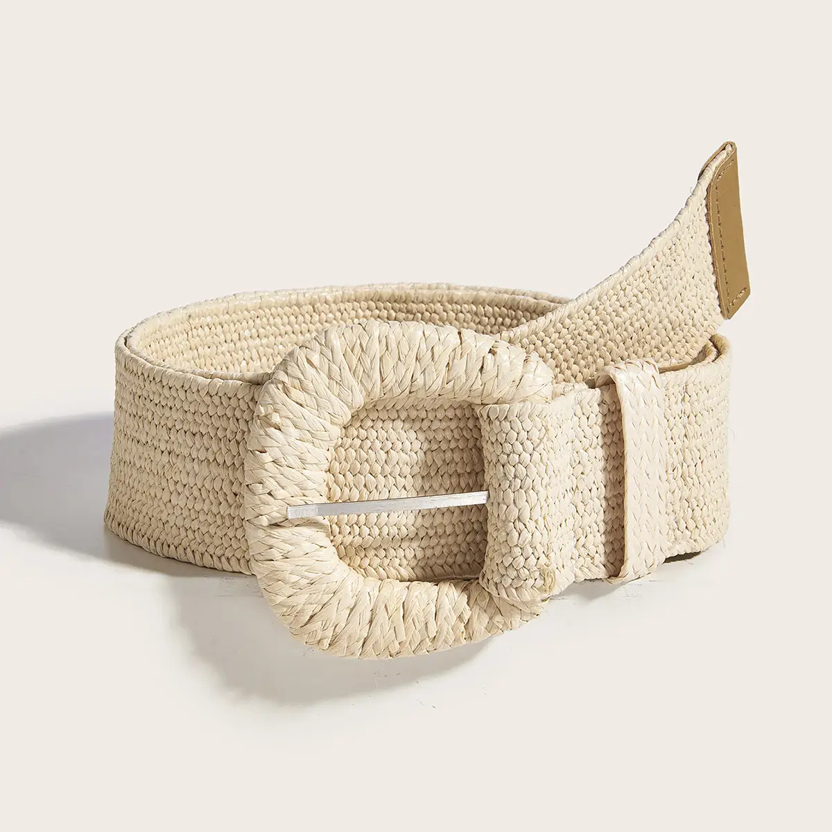 Women's Cotton Linen Belt with Round Square Buckle - Image 2