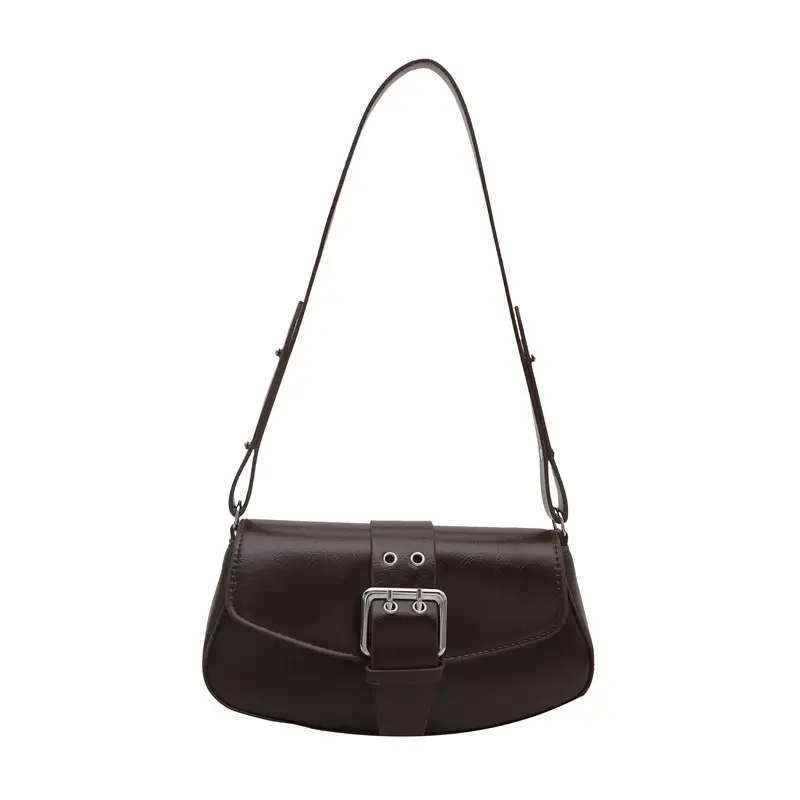 Women's Beige Belt Buckle Shoulder Bag 2025 Spring Summer