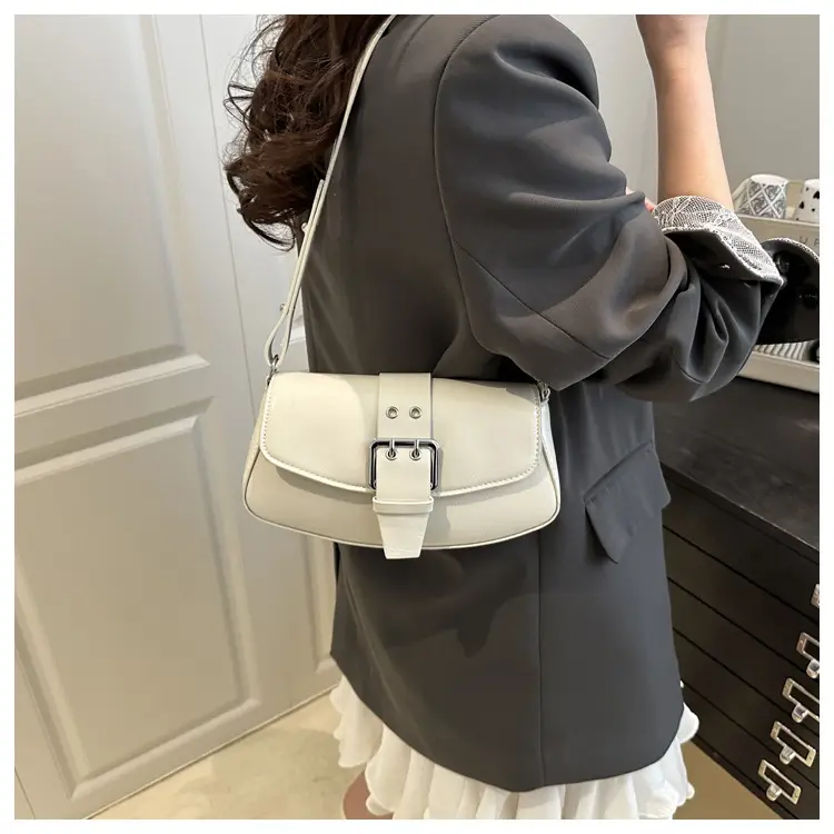 Women's Beige Belt Buckle Shoulder Bag 2025 Spring Summer — feature 13