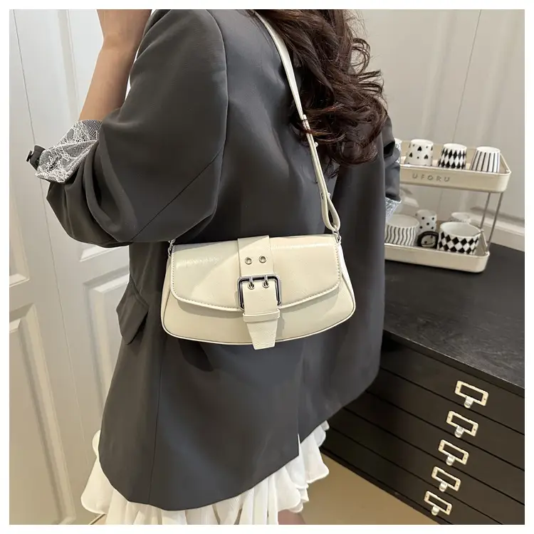 Women's Beige Belt Buckle Shoulder Bag 2025 Spring Summer — feature 14