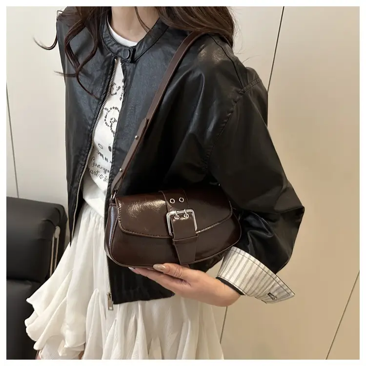 Women's Beige Belt Buckle Shoulder Bag 2025 Spring Summer — feature 23