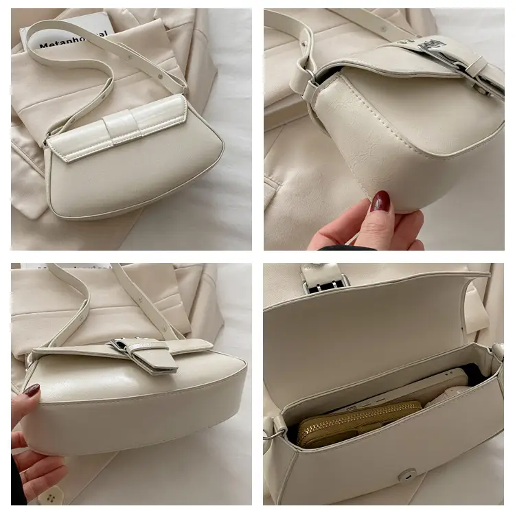 Women's Beige Belt Buckle Shoulder Bag 2025 Spring Summer — feature 8